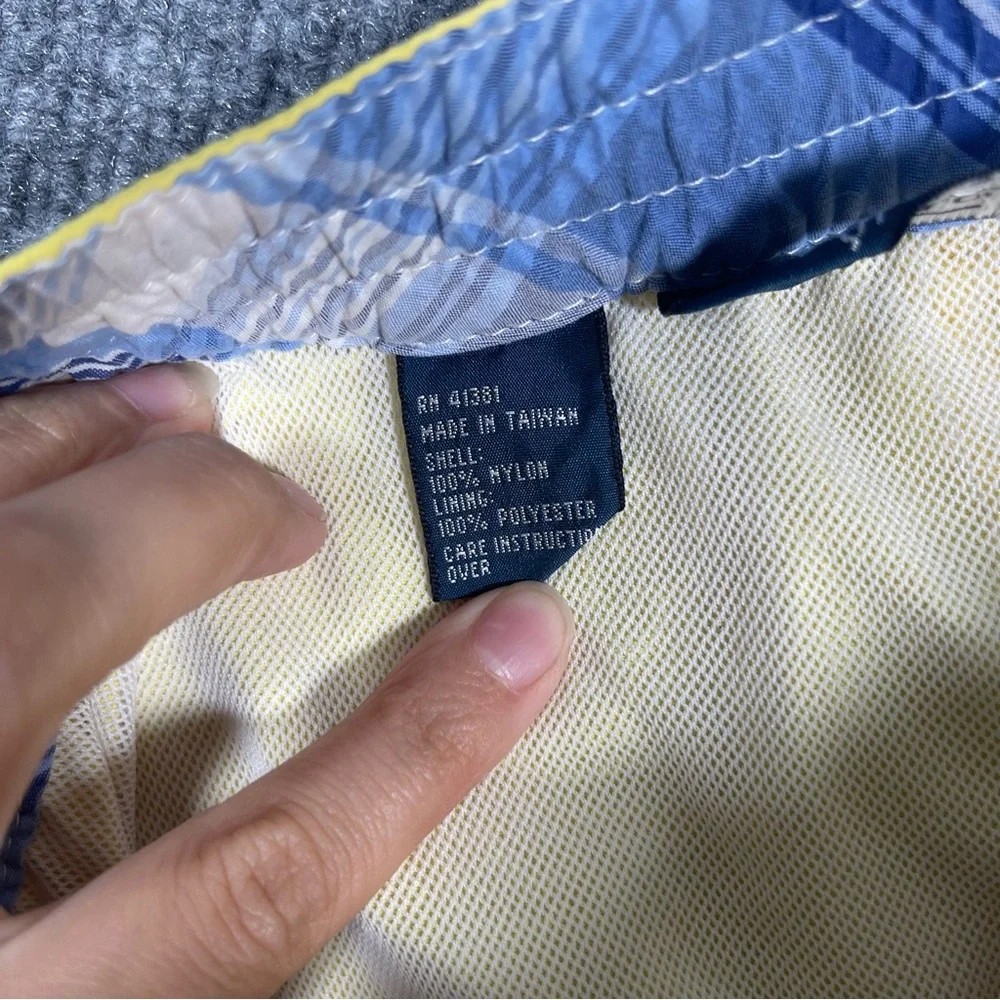 Polo Ralph Lauren Mens XL Yellow Lined Cargo Tie Swim Trunks Shorts 90s Y2K Pony - Picture 9 of 10